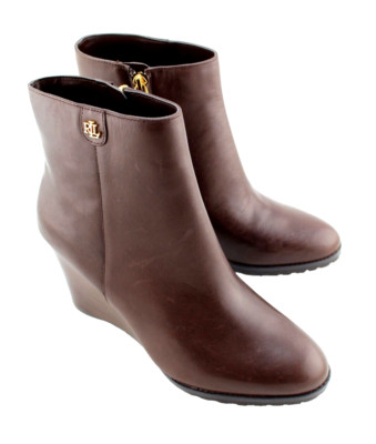 New LAUREN Ralph Lauren Shaley Size 9 B Brown Leather Women's Boots MSRP $175