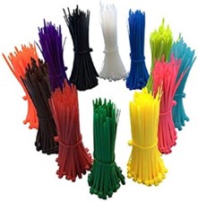 100 Multi-Coloured Cable Ties - Small, Medium, Large & Extra-Large Sizes