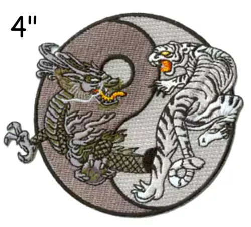 Dragon & Tiger Blue Yin Yang Patch, Dragon Patches
