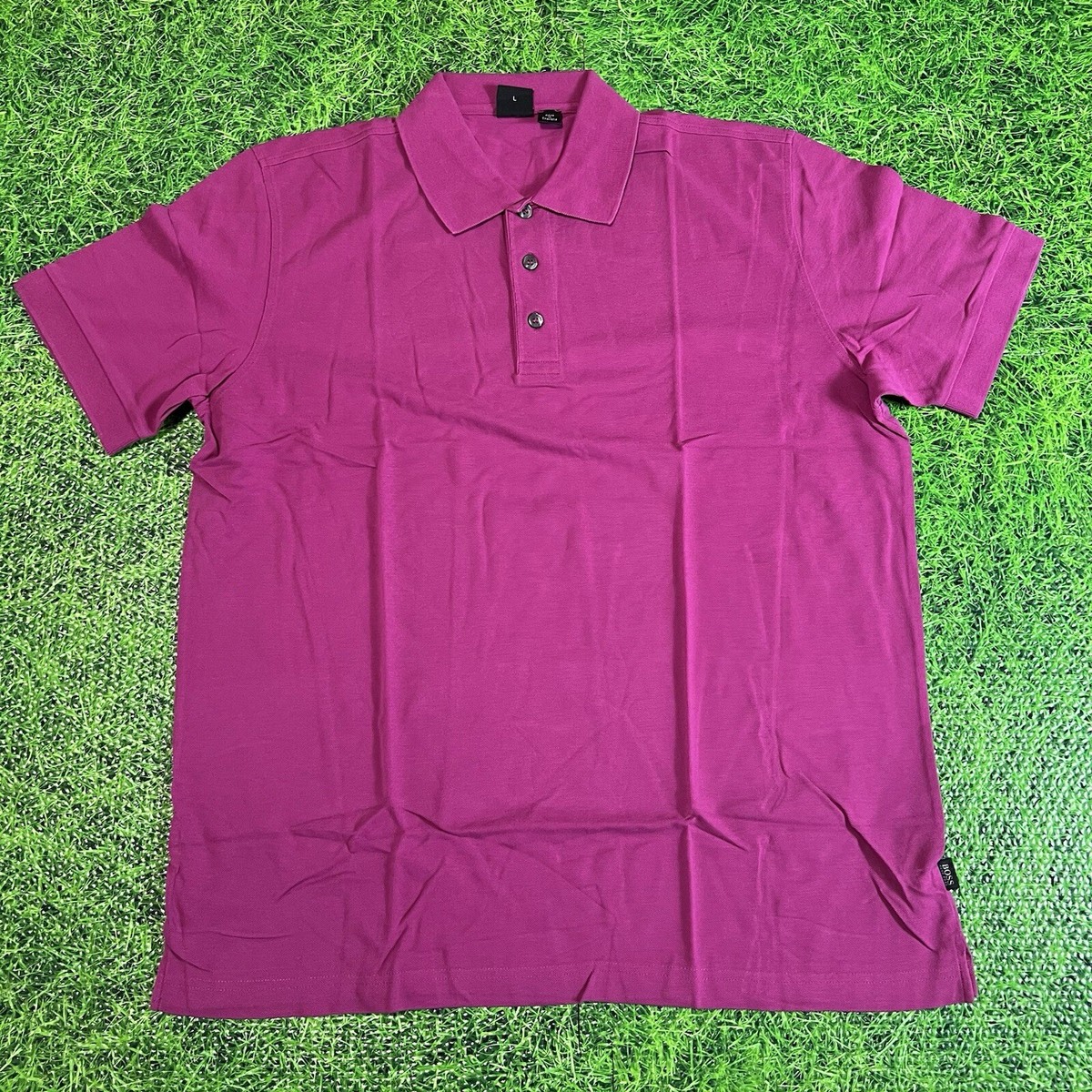 HUGO BOSS Mens Polo Shirt Large Short Sleeve Pima Cotton Purple