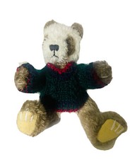Vintage Hugfun 9" Teddy Bear Jointed Plush W/Blue Sweater 1998 Brown  Creamy