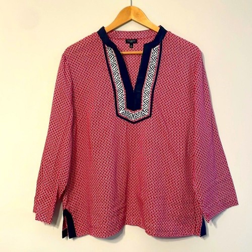 Talbots bestickte Tunika Top Größe Large Petite