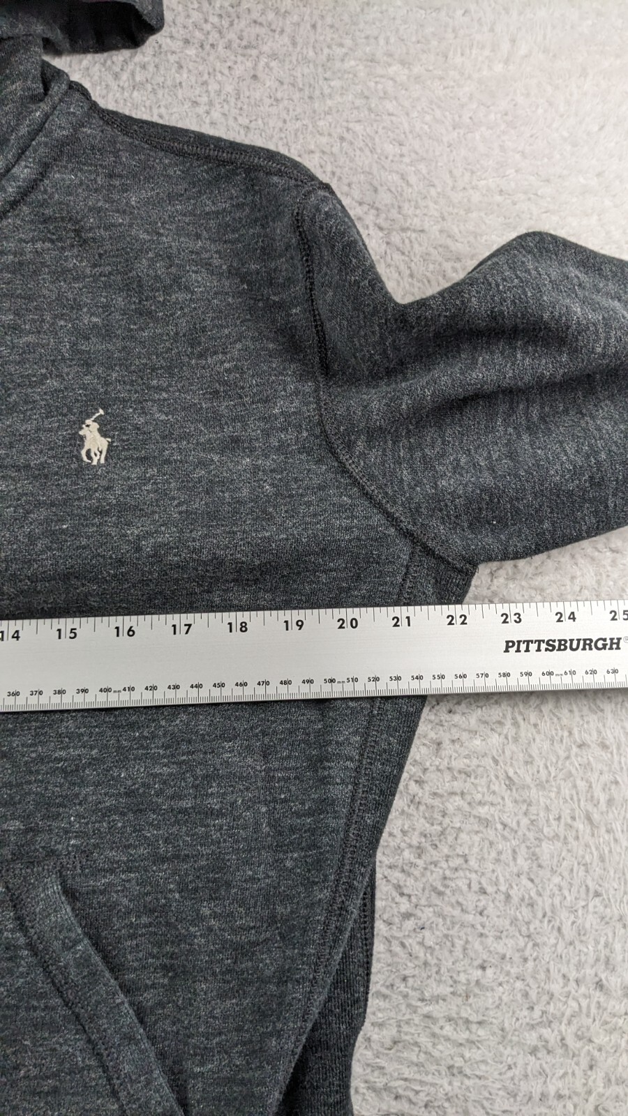 Polo Ralph Lauren felpa con cappuccio uomo M grigio antracite full zip cotone pony preppy