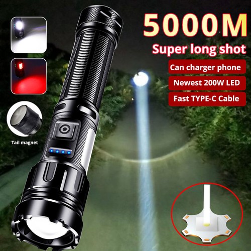 Super-Bright 1000000LM LED Tactical Flashlight Torch Zoomable Rechargeable Lamps - Picture 1 of 15