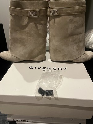 Givenchy Shark Lock Boots Suede Size 37.5 Ankle Bootie Comes With Box