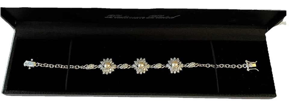 Brazalete Gold Coast Platino Imitación Perla Estrás Foto 4 de 4