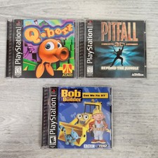Lot of 3 PS1 PlayStation 1 Games Q*bert, Pitfall 3D, Bob the Builder