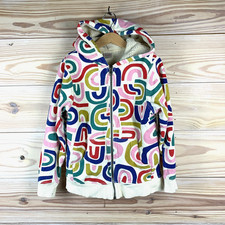 Hanna Andersson Hoodie Jacket Girl Kid 8 Sherpa Colorful Abstract Rainbow Shapes