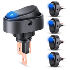 5PCS LED Lighted Rocker Switch 12V Blue LED Illuminated on off Toggle 30A 3Pin S