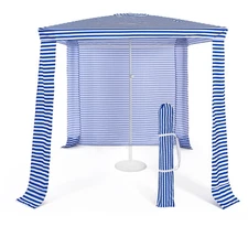 6.6' x 6.6' Foldable Beach Cabana Easy-Setup Beach Canopy W/ Carry Bag Navy
