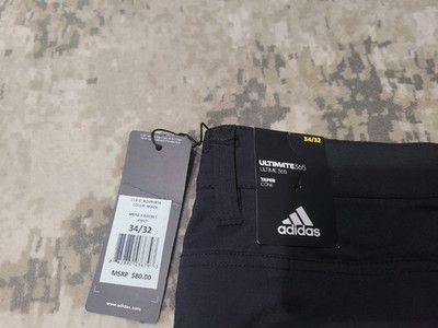 Adidas Mens 34x32 Ultimate 365 Golf Pants Black Tapered Performance Athletic