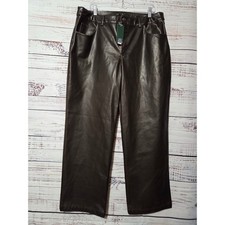 Wild Fable Brown Faux Leather Straight Leg Pants High Rise 14 NWT Fall