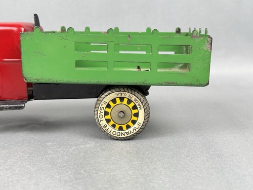 Vintage Wyandotte Pressed Steel Dump Truck Red Green USA Art Deco Rare - Picture 11 of 17