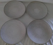 Set of 4 Over and Back Stoneware Dinner Plates
