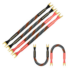 4 X Hifi OFC Speaker Jumper Cable with Spade, 21Cm Speaker Cable Bridge Bi-Wire