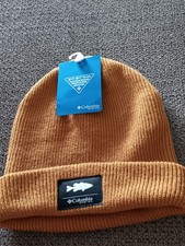 NWT COLUMBIA PFG CUFFED BEANIE, UNISEX ONE SIZE,,FISH BASS /MUSTARD COLOR,,LOOK