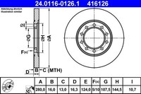 2X Ate 24.0116-0126.1 Bremsscheibe FüR Ford