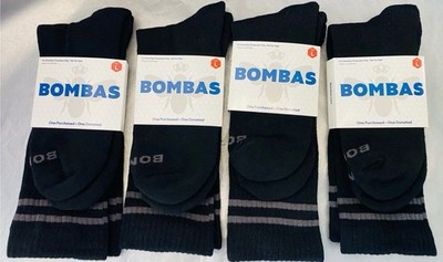 4 Pair- BOMBAS Socks Size LARGE- Mid Calf- Men/ Women.