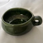 Original Hand Shaped Squat Handled Soup Bowl Van Briggle Pottery Mottled Green