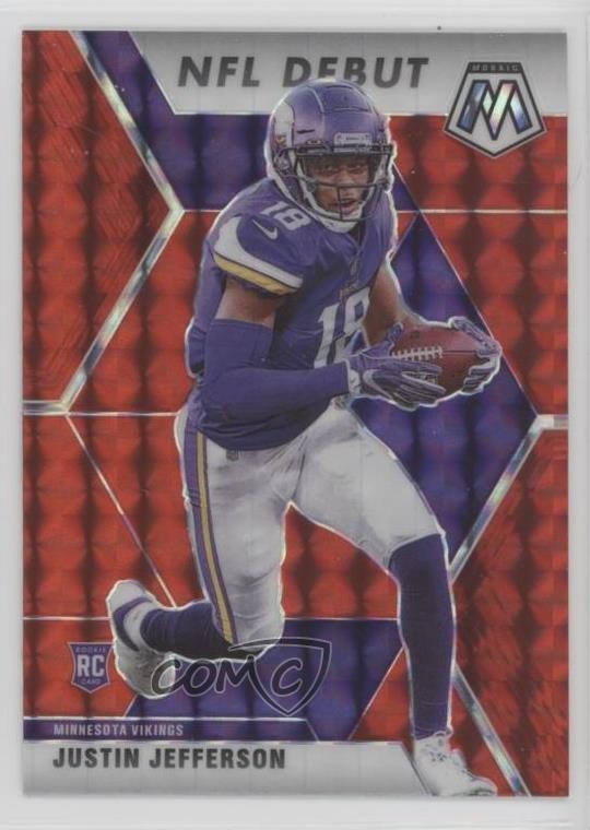 2020 Panini Mosaic NFL Debut Red Mosaic Prizm Justin Jefferson #270 Rookie RC