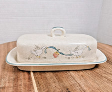 Vintage Marmalade Geese Covered Butter Dish Stoneware Grandmacore Cottagecore