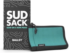 Ballsy Sud Sack Soap Pouch, Exfoliating Sponge for Baths and Showers - Blue 