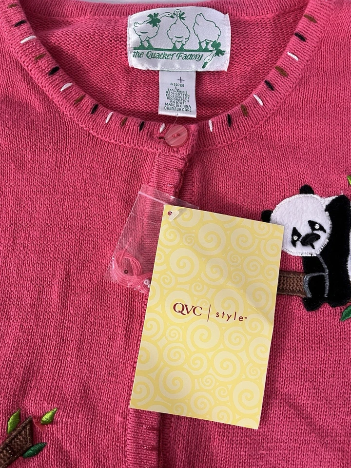 Vintage Quacker Factory Panda Cardigan Sweater Size Lg New With Tags - Image 4 of 4