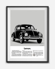 Volkswagen Vw Beetle Lemon Vintage Ad Poster Print Reproduction Wall Art