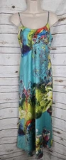 Natori Floral Slip Nightgown Dress S Midi Spaghetti Straps Womens Satin Chemise