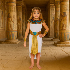 Cleopatra Egyptian World Book Day Girls Fancy Dress Costume To Fit Age 4-12 Yrs