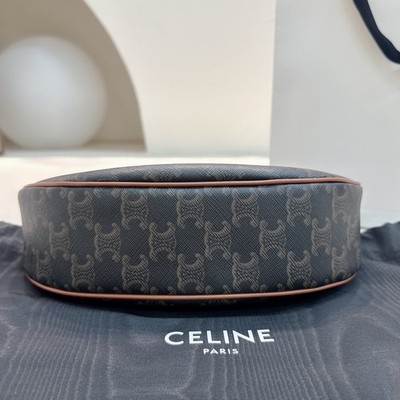 Celine AVA Monogram Top Handle Shoulder Bag Black Brown Gold Women