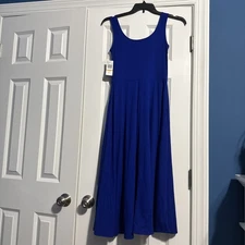 MSK Solid Fit-And-Flare Midi Tank Dress Goddess Blue Size S $69