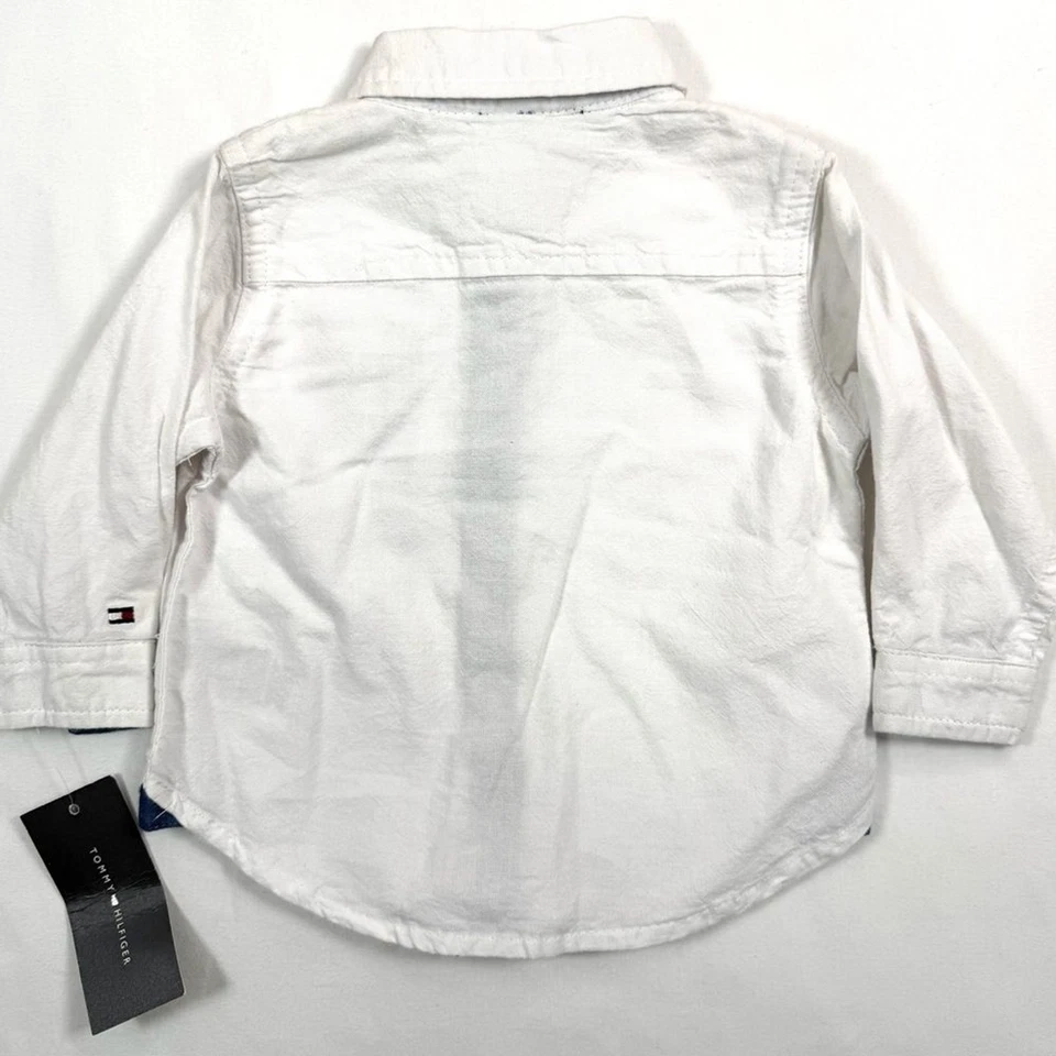 NUEVO CON ETIQUETAS TOMMY HILFIGER Bebé Niño Blanco Logo Manga Larga Con Botones Preppy 6-9M Foto 2 de 4