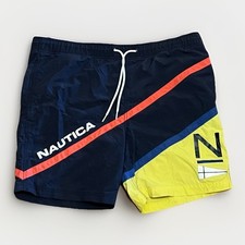 Vintage Nautica Colorblock Sail Logo Swim Trunks Mens Medium 90s Y2K Lil Yachty