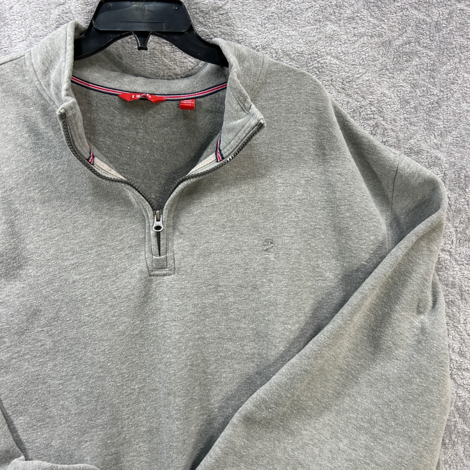 IZOD Men’s 3XL B&T 1/4Zip Pullover Sweatshirt Gray Heather Embroidered Logo