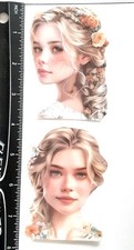 Lot of 2 Pretty Blonde Young Women Flowers SINGLE LAYER Embellishments 1113