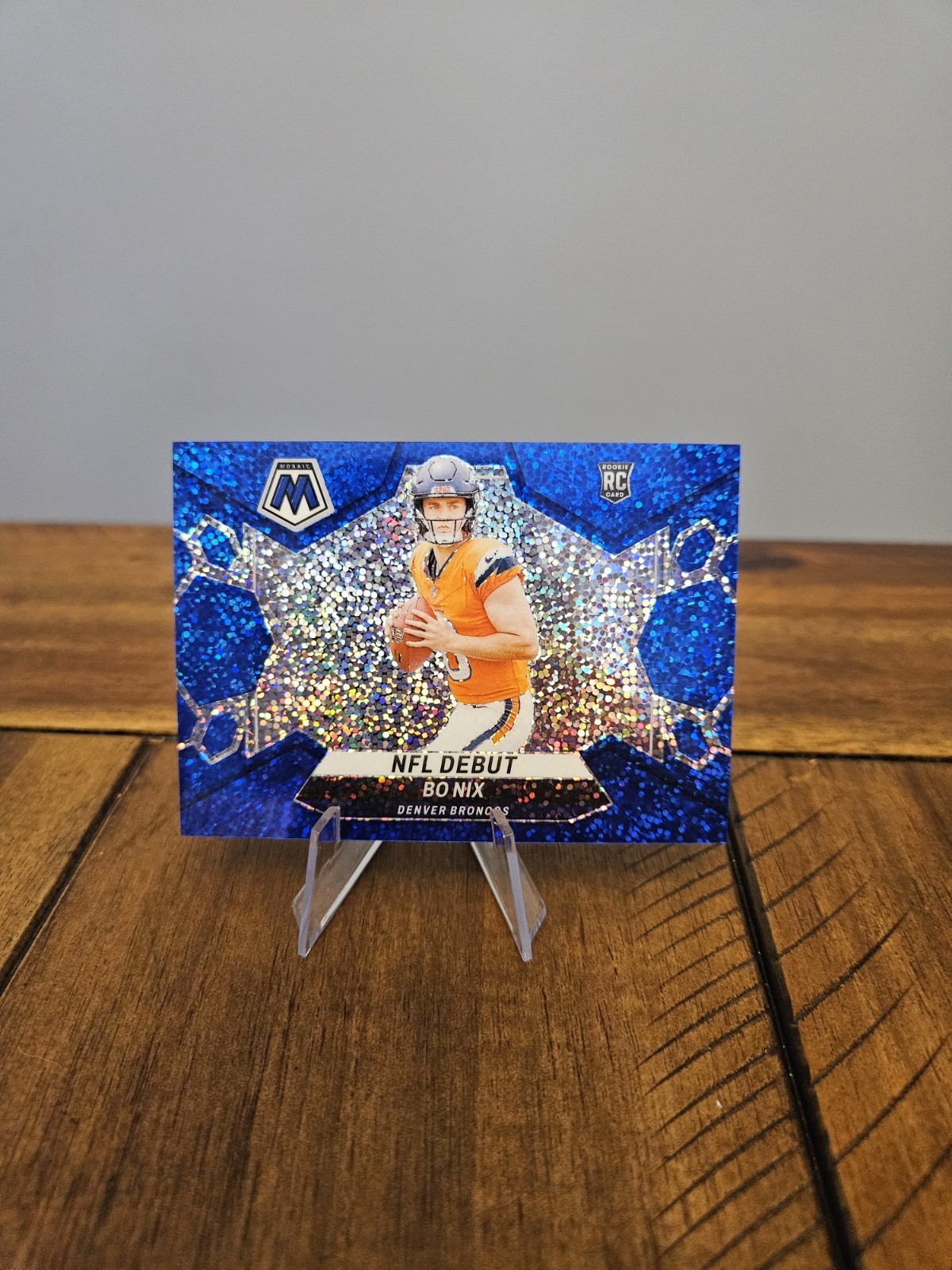 2024 Panini Mosaic - NFL Debut Bo Nix #271 Blue Sparkle Prizm /96 (RC)