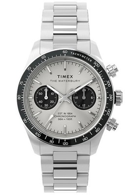 Timex Waterbury Heritage Chronograph 39mm Silber Edelstahl Neu R8041060