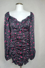 Forever 21 Women's Pink Floral Print Ruched Mini Dress Medium