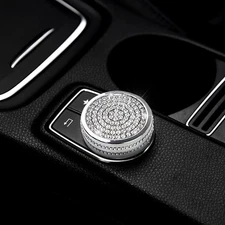 Bling Crystal Interior Media Control Emblem Cover Compatible with Accessories