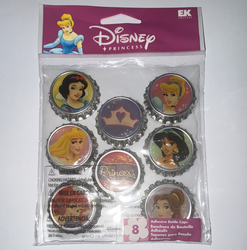 Disney Disney Princess Adhesive Metal Bottle Caps Scrapbooking 8pc Princesses