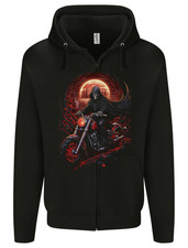 Skull Biker Motorcycle Motorbike Grim Reaper 6 Mens Zip Up Hoodie