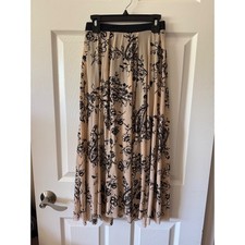 Balera Dance Skirt Kids Medium Child Tan Black Floral Paisley Mesh S9290