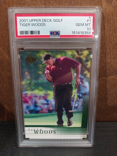 TIGER WOODS PSA GEM 10 2001 UPPER DECK GOLF #1 ROOKIE 