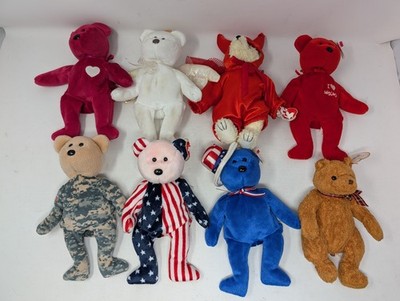 Ty Beanie Babies Lot of 8 BEARS - Devlin, Angel, Sam, Wisconsin, Spangle + More!