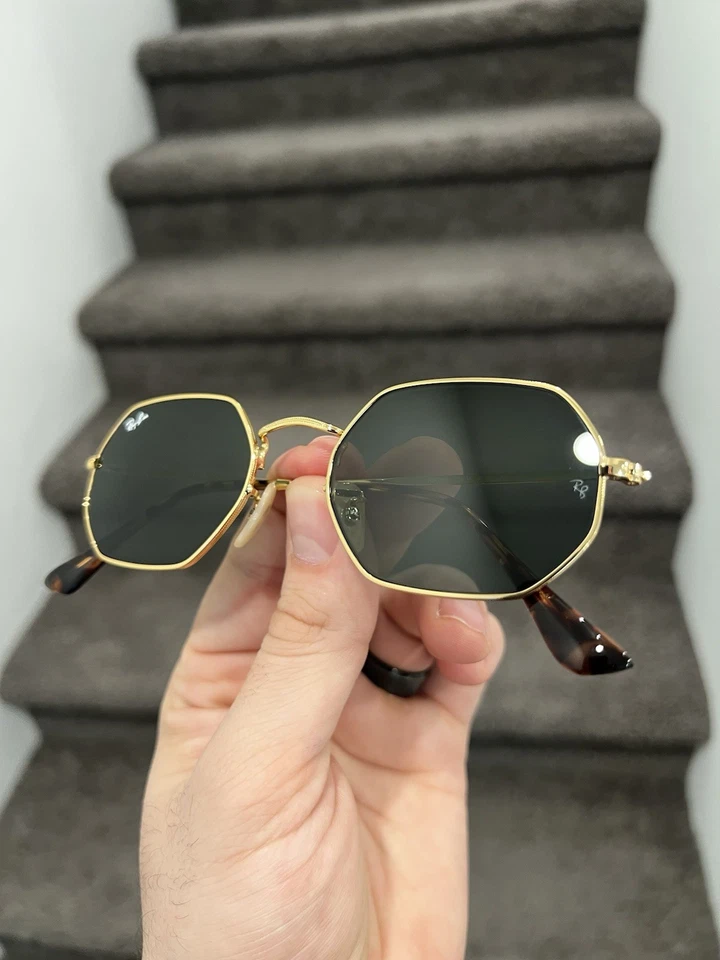 NUEVO Lente Ray-Ban Octagon Marco Dorado G-15 RB3556N 53-21 Con Bolsa Foto 3 de 4