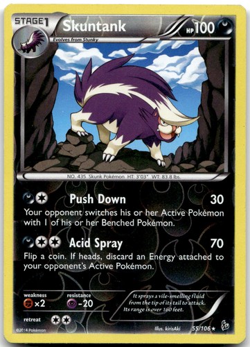 Skuntank 55/106 Rare Flashfire Pokemon Reverse Holo Moderately Played