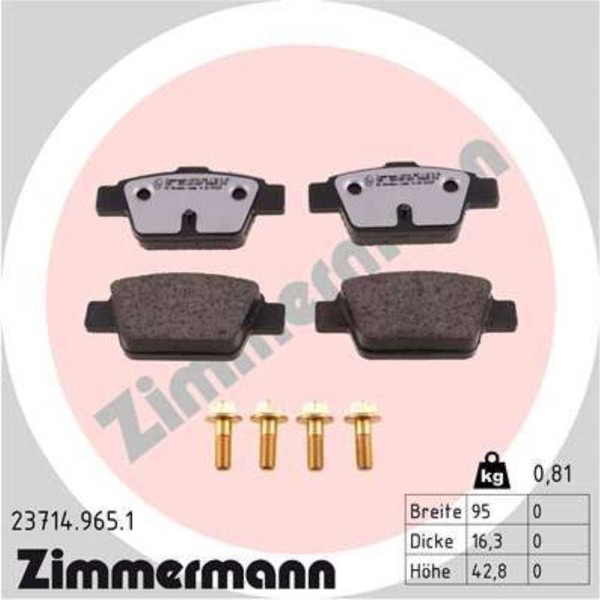 Zimmermann BremsbeläGe Hinten FüR Fiat Stilo Bravo II Alfa Romeo Mito Delta III-image