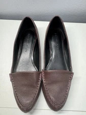 H by Halston Womans Kellie Burgundy Leather Slip On Loafers Size 6.5