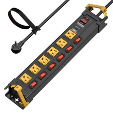 CRST 6 Outlet Heavy Duty Power Strip with Individual Switches, Metal Power Strip